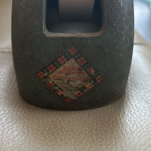 Vintage Scotch Tape Dispenser Whale Tail Heavy Cast Iron Retro Art Deco Green - Picture 8 of 9